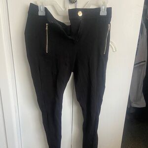 Ann Taylor black women's skinny fit pants size 4 gold accents